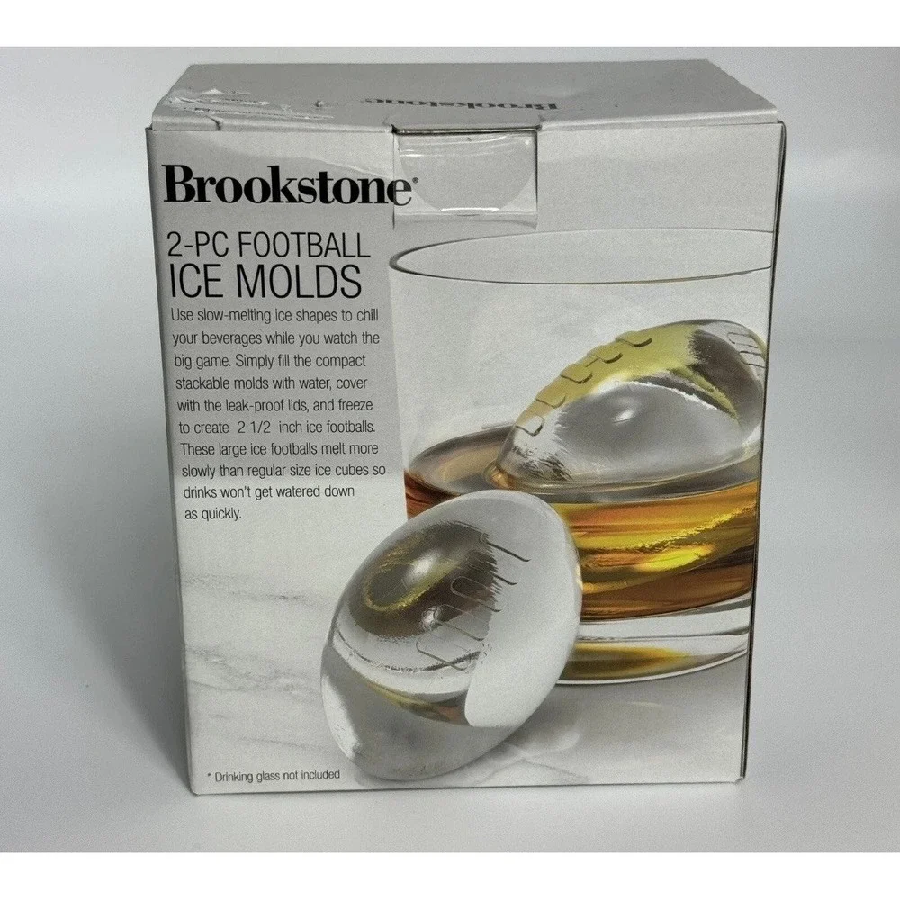 Brookstone 2 Piece Football Ice Molds 2 Stackable Football Ice Molds New‎